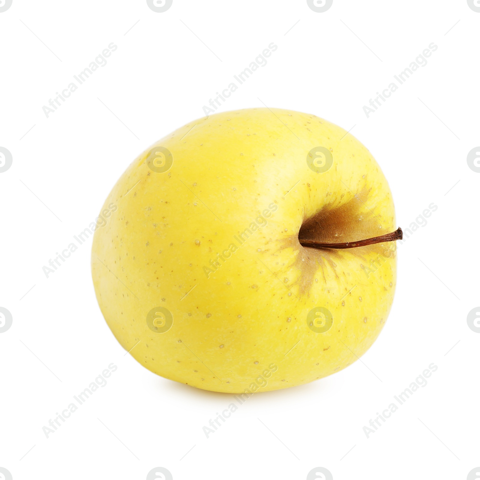 Photo of One fresh yellow apple isolated on white