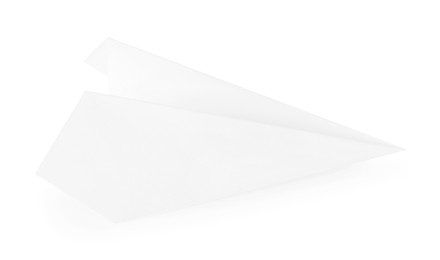 Photo of One handmade paper plane isolated on white