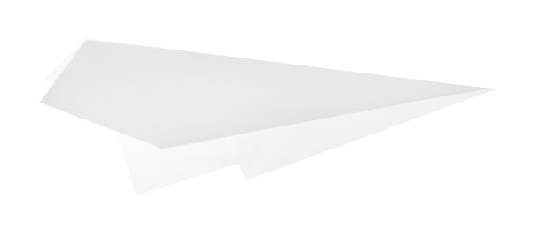 Photo of One handmade paper plane isolated on white