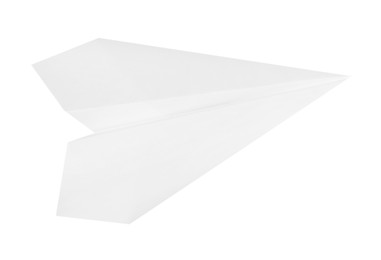 Photo of One handmade paper plane isolated on white