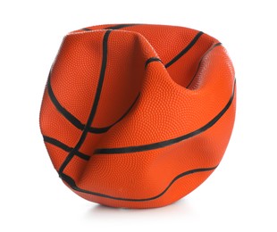 Photo of One deflated basketball ball isolated on white