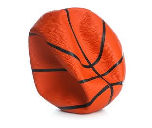 Photo of One deflated basketball ball isolated on white