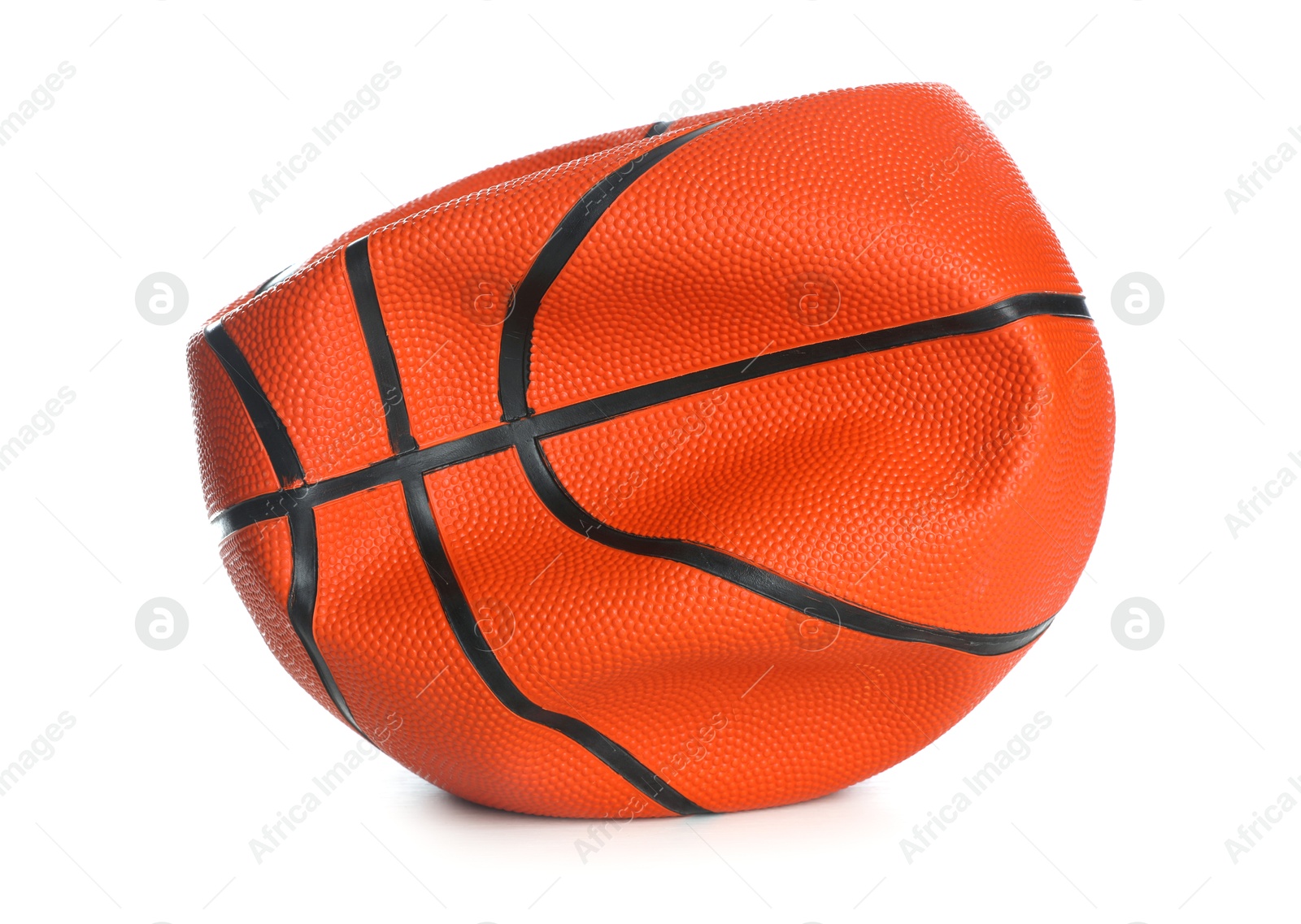 Photo of One deflated basketball ball isolated on white