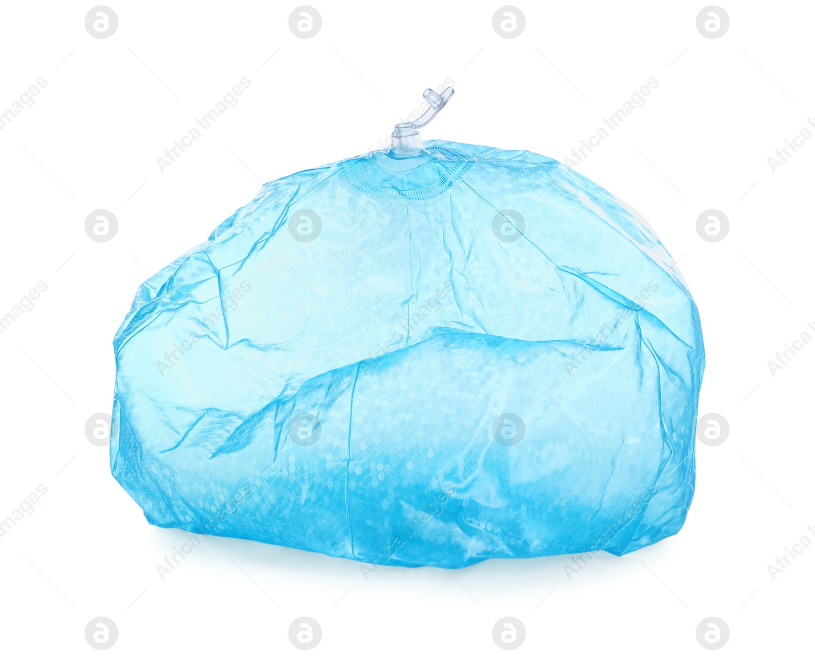 Photo of Deflated light blue beach ball isolated on white