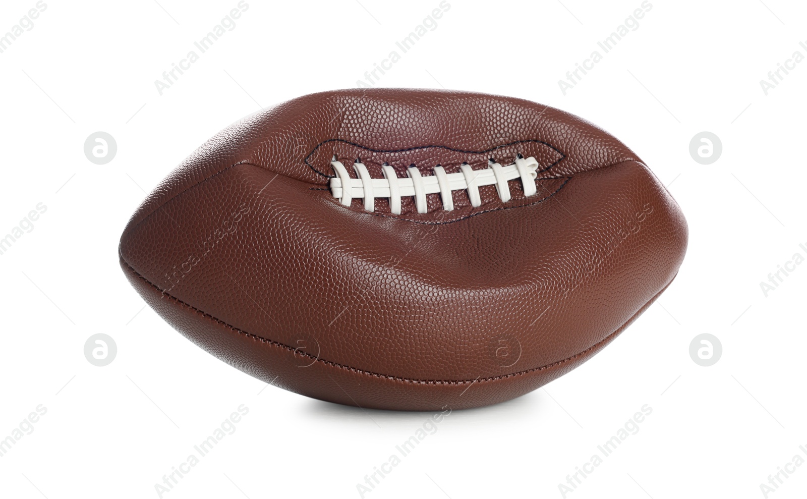 Photo of One deflated American football ball isolated on white