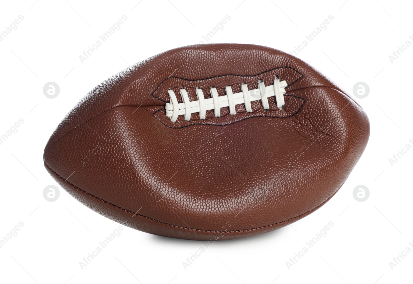 Photo of One deflated American football ball isolated on white