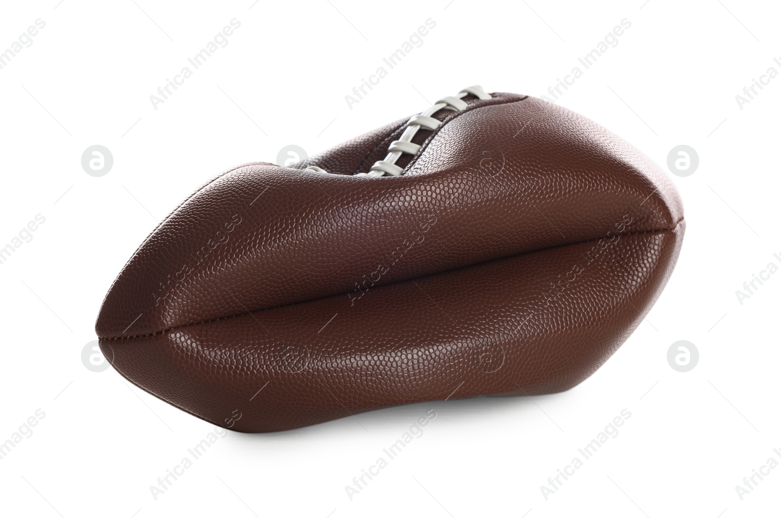 Photo of One deflated American football ball isolated on white