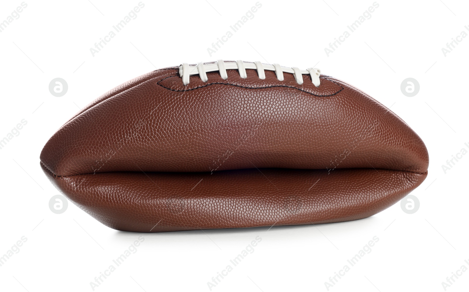 Photo of One deflated American football ball isolated on white