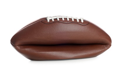 Photo of One deflated American football ball isolated on white