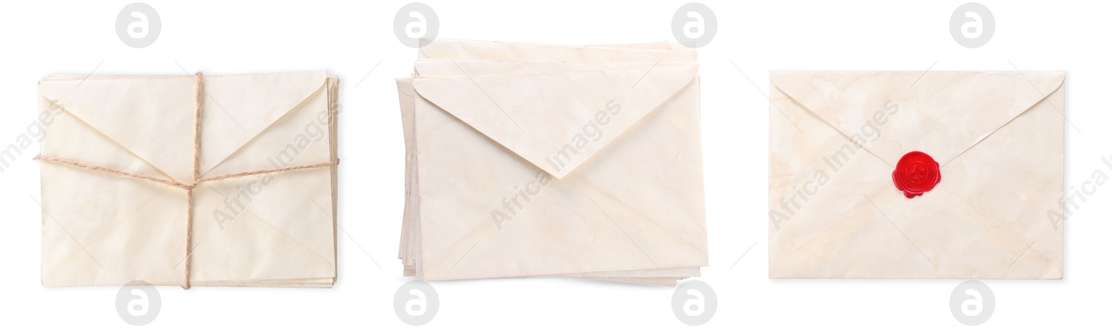 Image of Old envelopes isolated on white, set. Letter