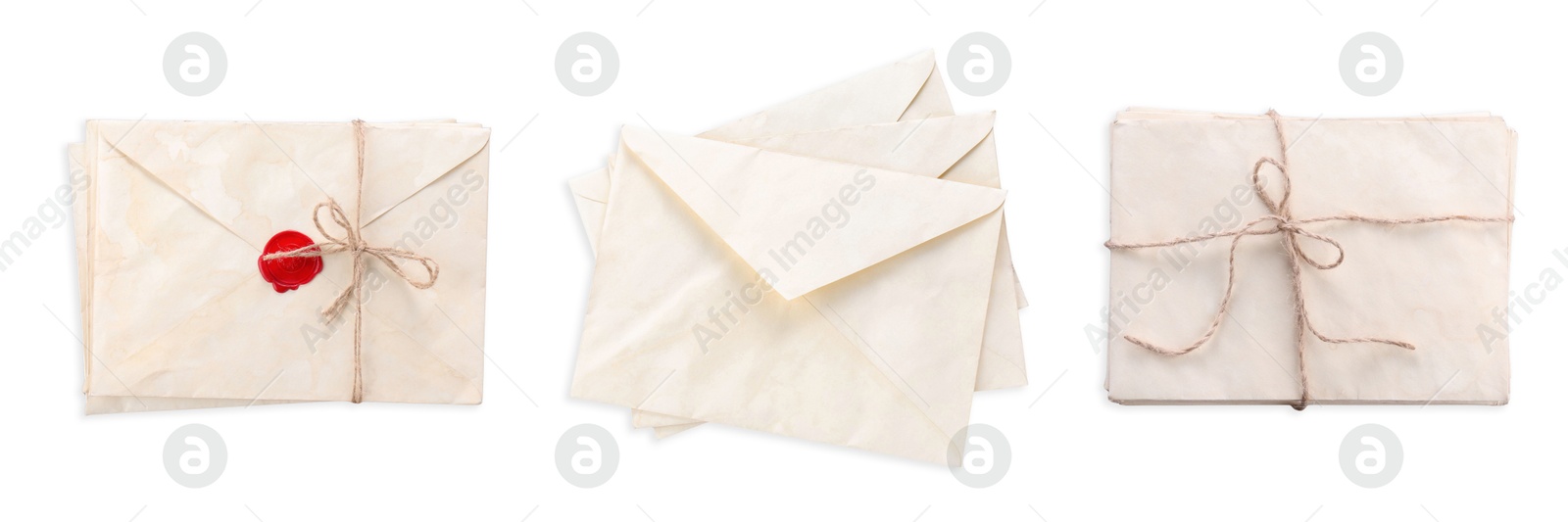 Image of Old envelopes isolated on white, set. Letter