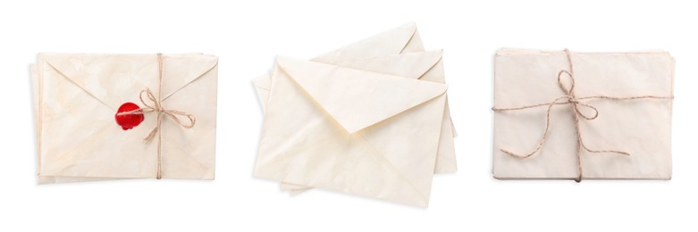 Image of Old envelopes isolated on white, set. Letter