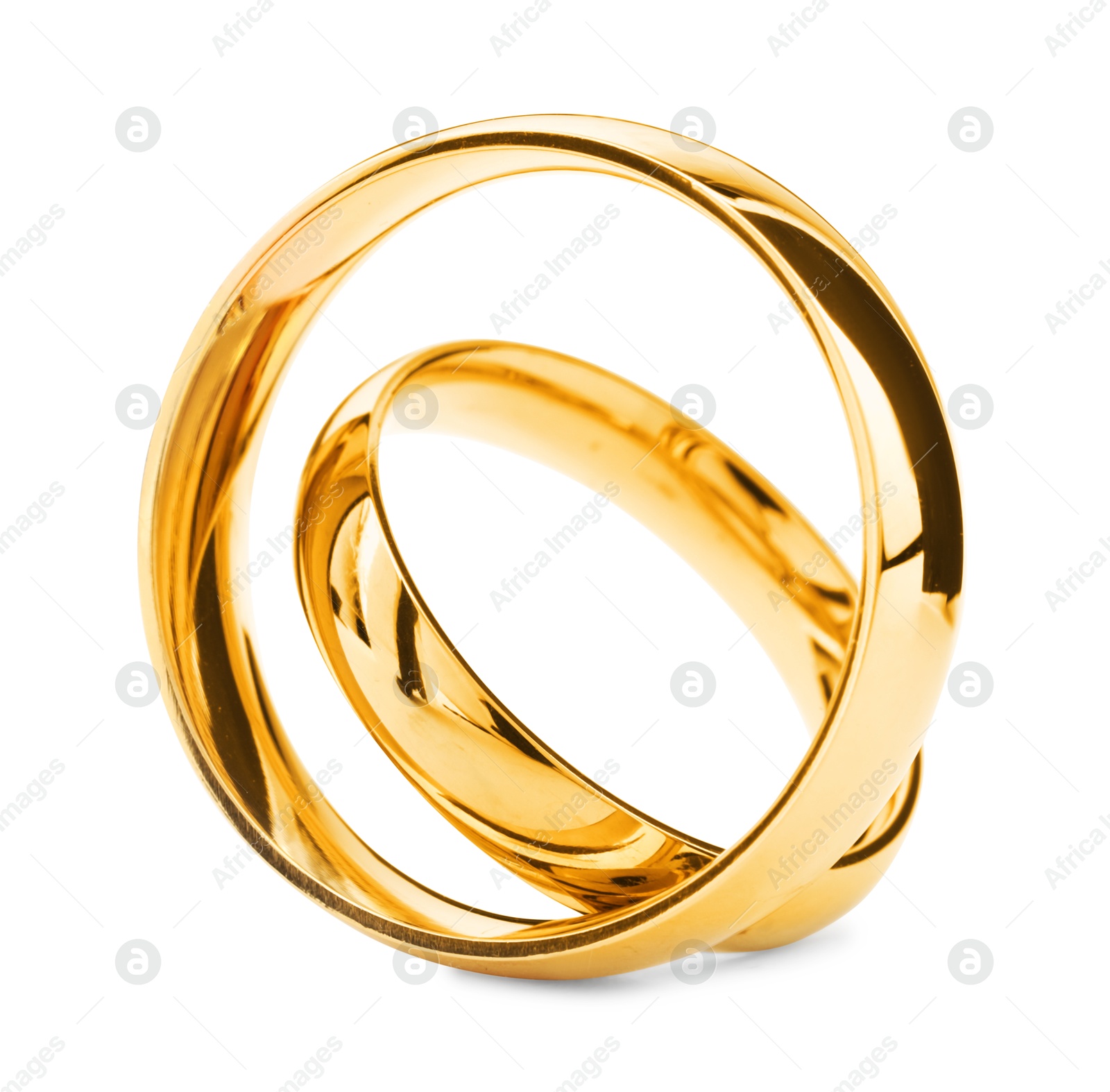 Photo of Beautiful golden wedding rings isolated on white