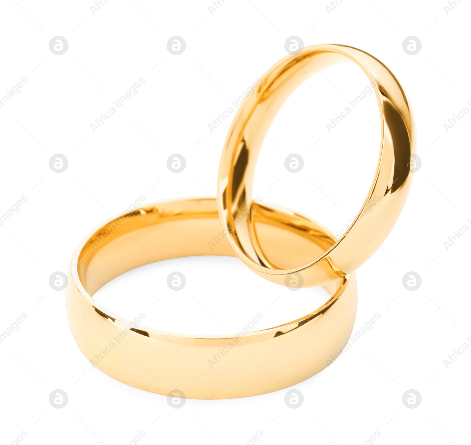 Photo of Beautiful golden wedding rings isolated on white