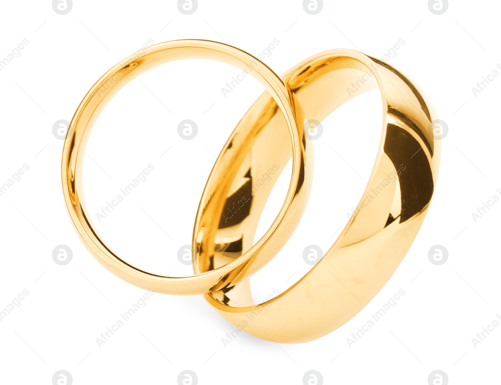 Photo of Beautiful golden wedding rings isolated on white