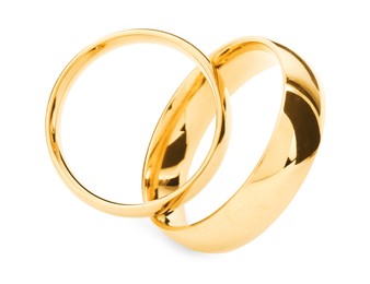 Beautiful golden wedding rings isolated on white