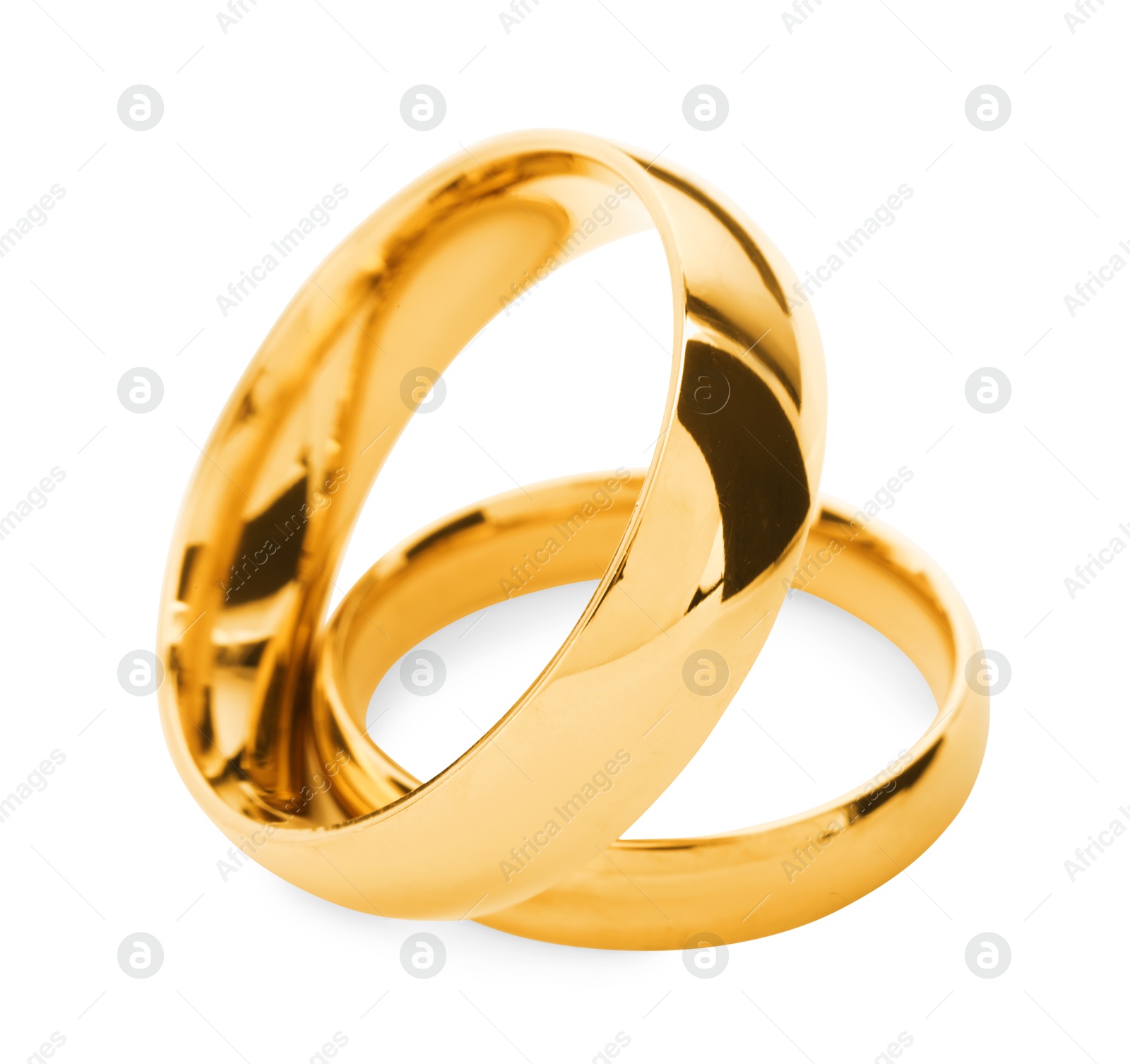 Photo of Beautiful golden wedding rings isolated on white