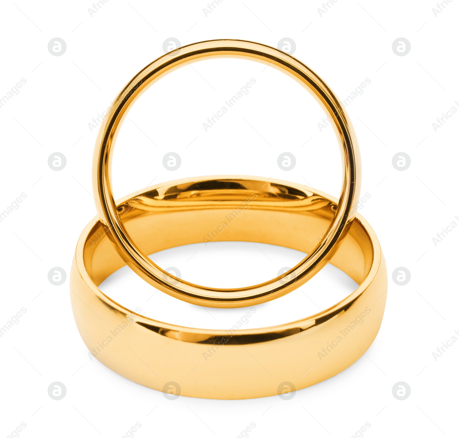 Photo of Beautiful golden wedding rings isolated on white