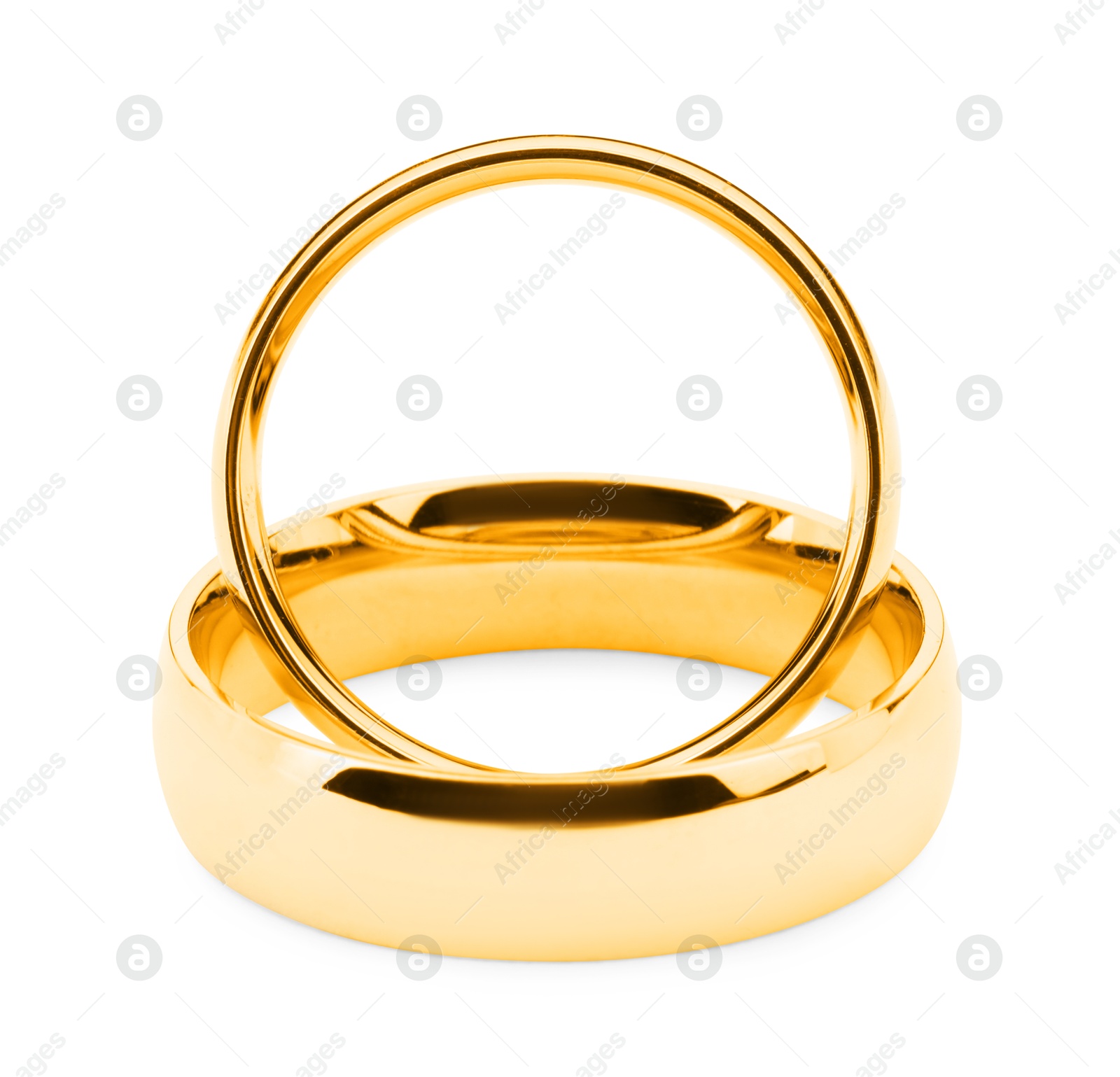 Photo of Beautiful golden wedding rings isolated on white