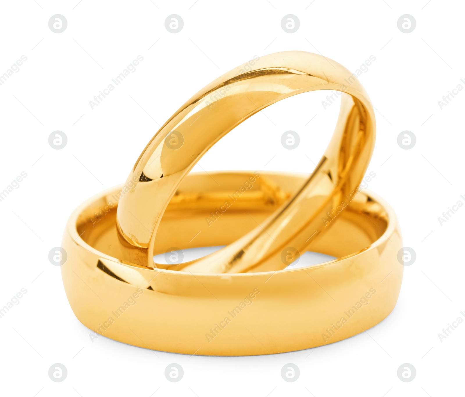 Photo of Beautiful golden wedding rings isolated on white