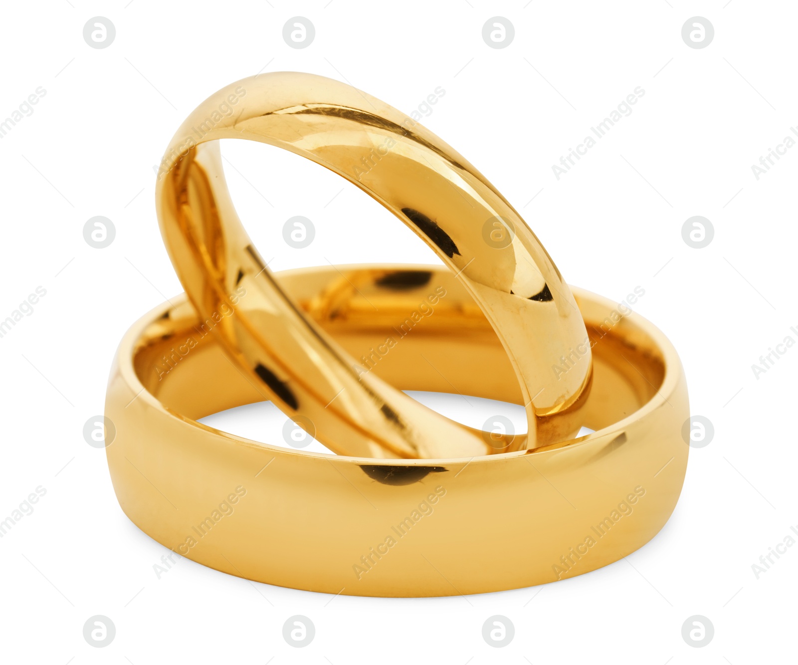 Photo of Beautiful golden wedding rings isolated on white