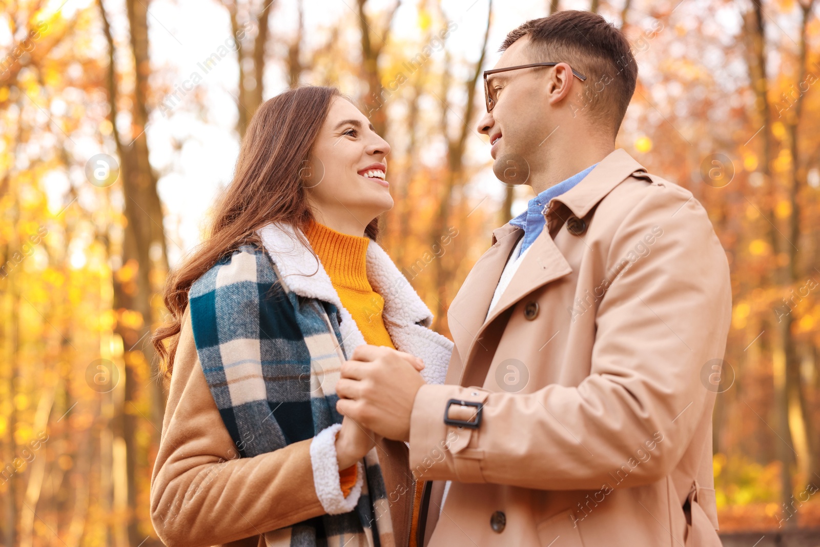 Photo of Happy couple spending time together in autumn park