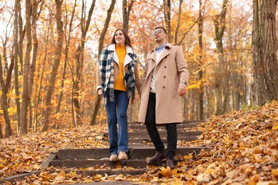 Photo of Happy couple spending time together in autumn park