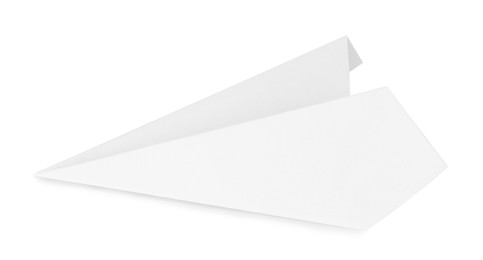 Photo of One handmade paper plane isolated on white