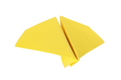 Photo of One handmade yellow paper plane isolated on white