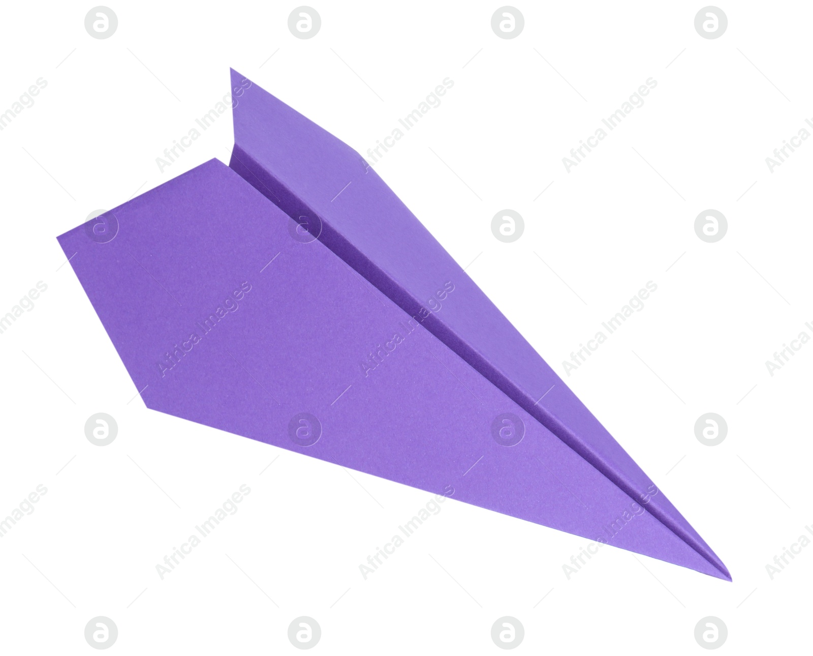 Photo of One handmade purple paper plane isolated on white