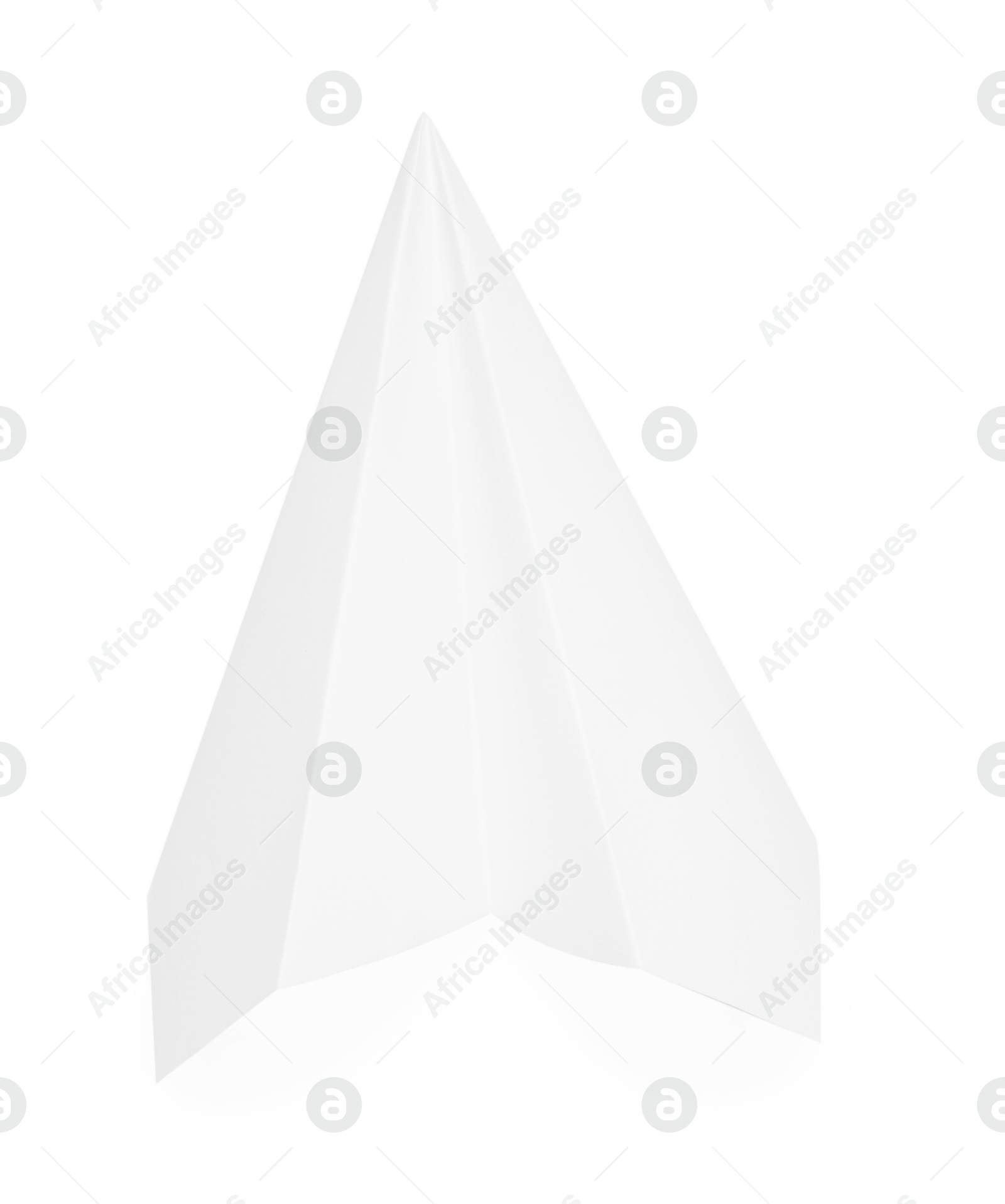 Photo of One handmade paper plane isolated on white, top view