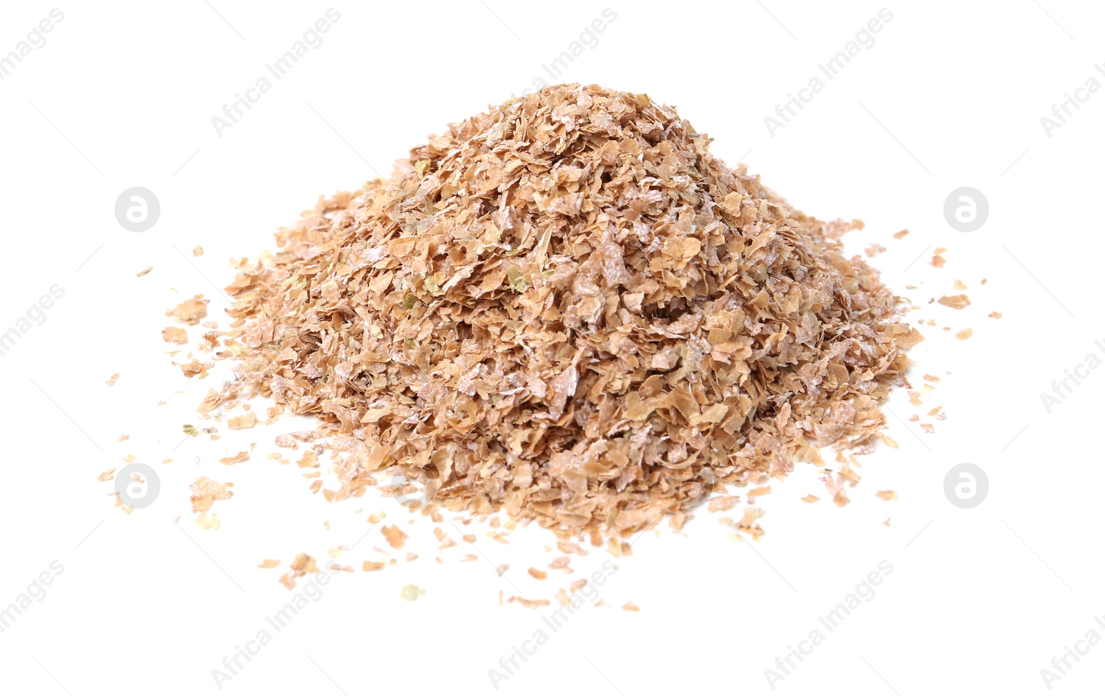 Photo of Pile of buckwheat bran isolated on white