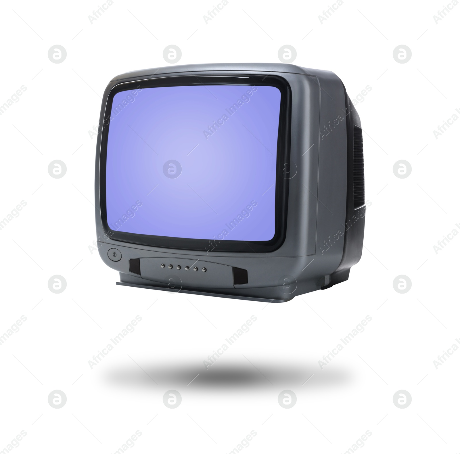 Image of Retro TV set in air on white background