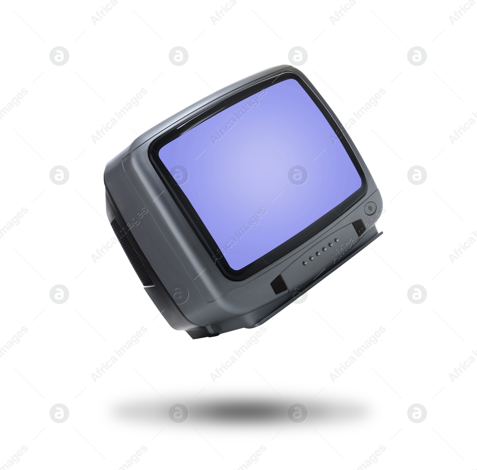 Image of Retro TV set in air on white background