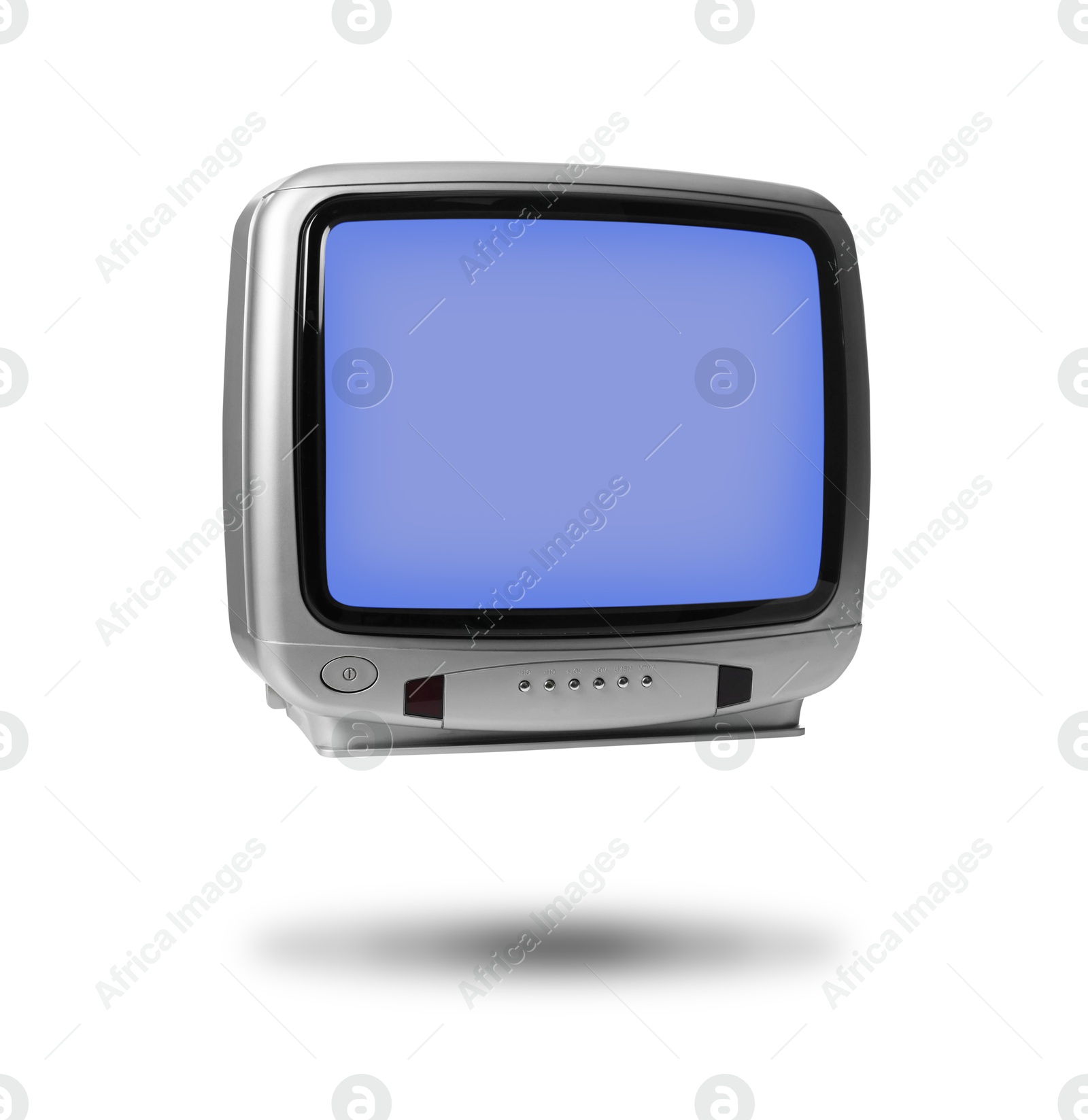 Image of Retro TV set in air on white background