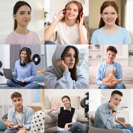 Image of Portraits of different teenage boys and girls, collection