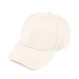 Photo of One stylish baseball cap isolated on white. Mockup for design