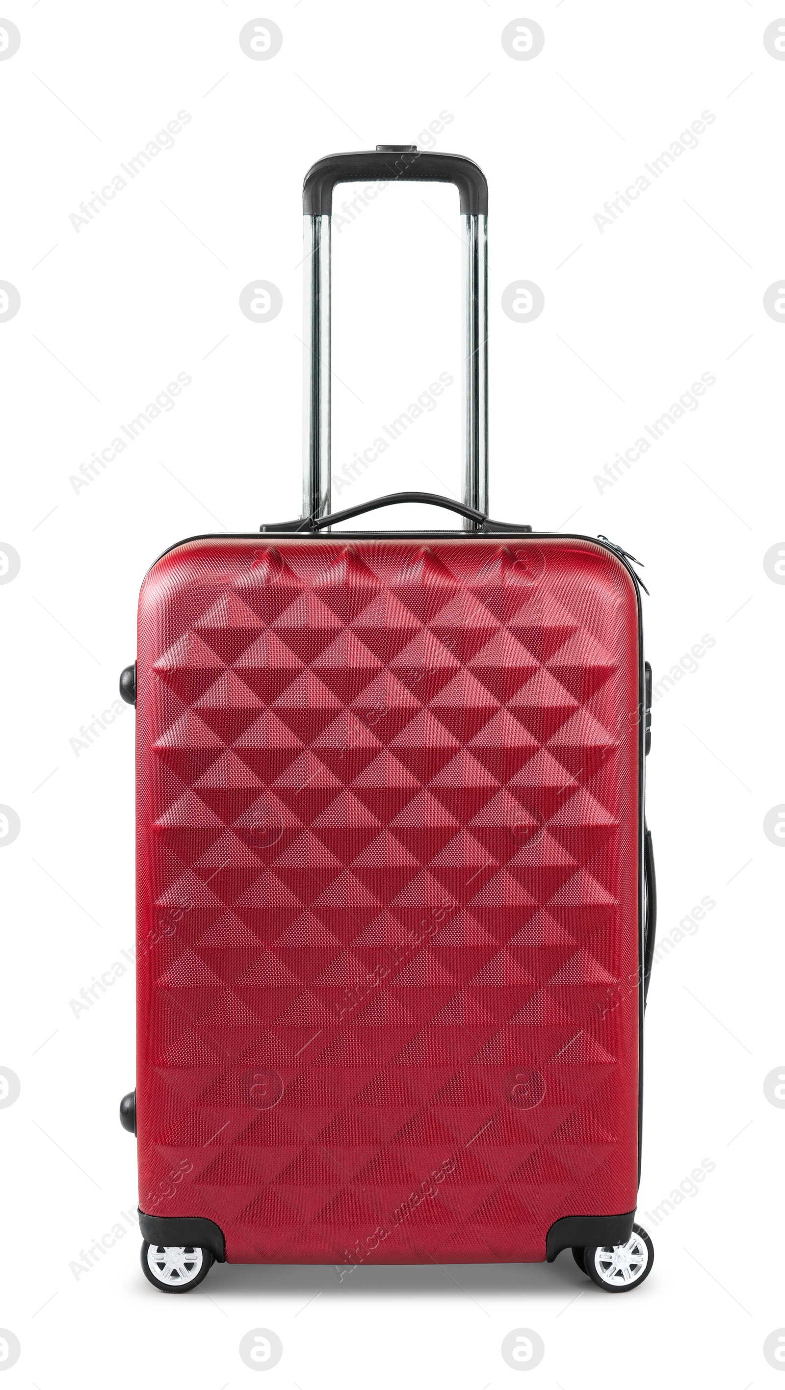 Image of One red travel suitcase isolated on white