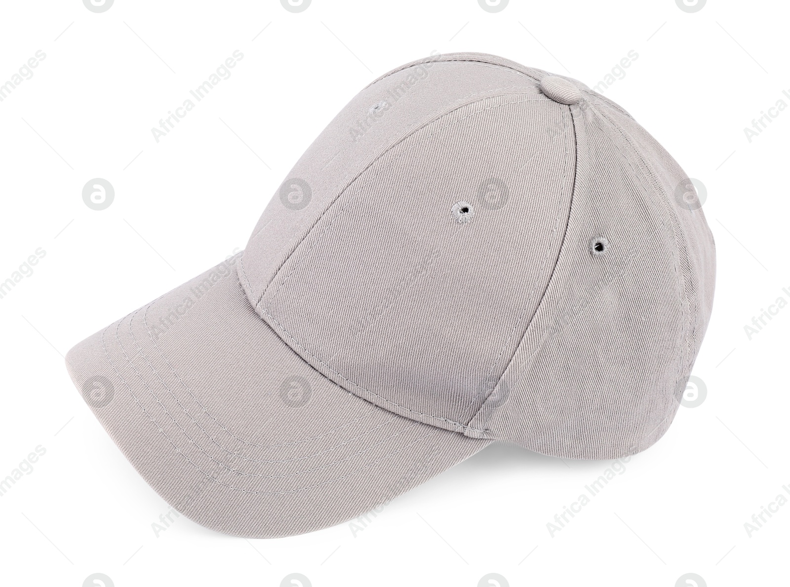 Photo of One stylish baseball cap isolated on white. Mockup for design