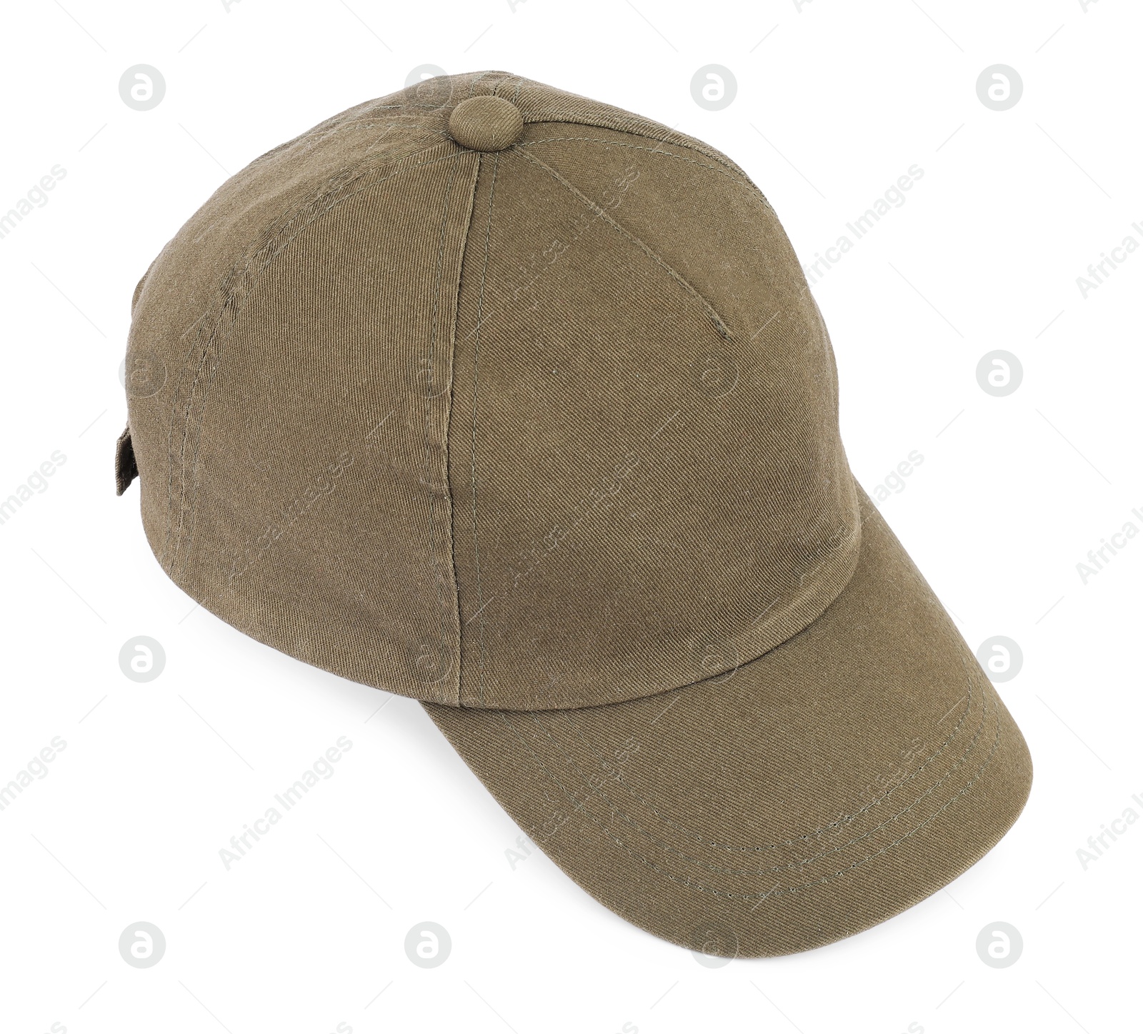 Photo of One stylish baseball cap isolated on white. Mockup for design