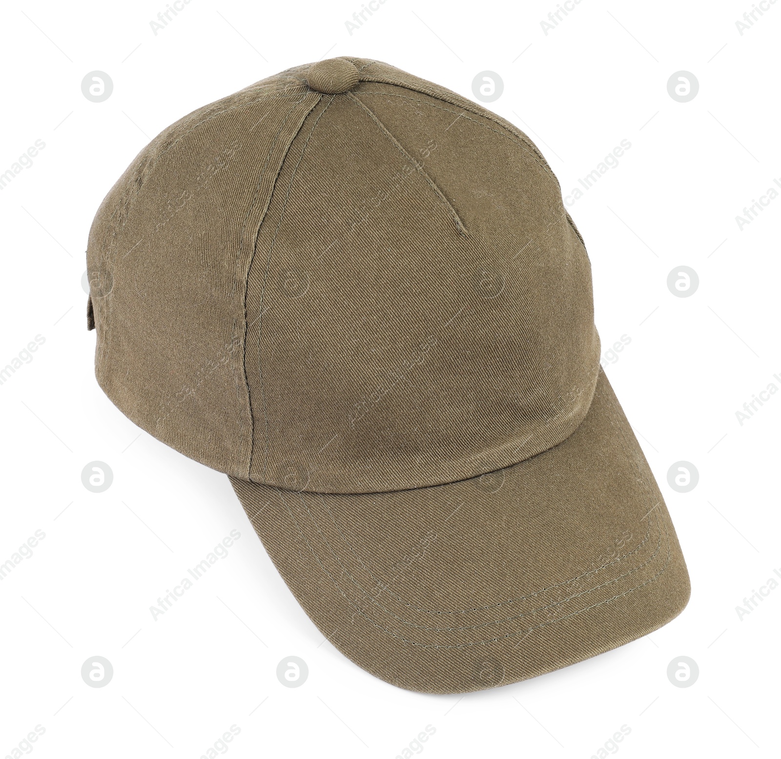 Photo of One stylish baseball cap isolated on white. Mockup for design