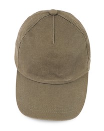 Photo of One stylish baseball cap isolated on white. Mockup for design