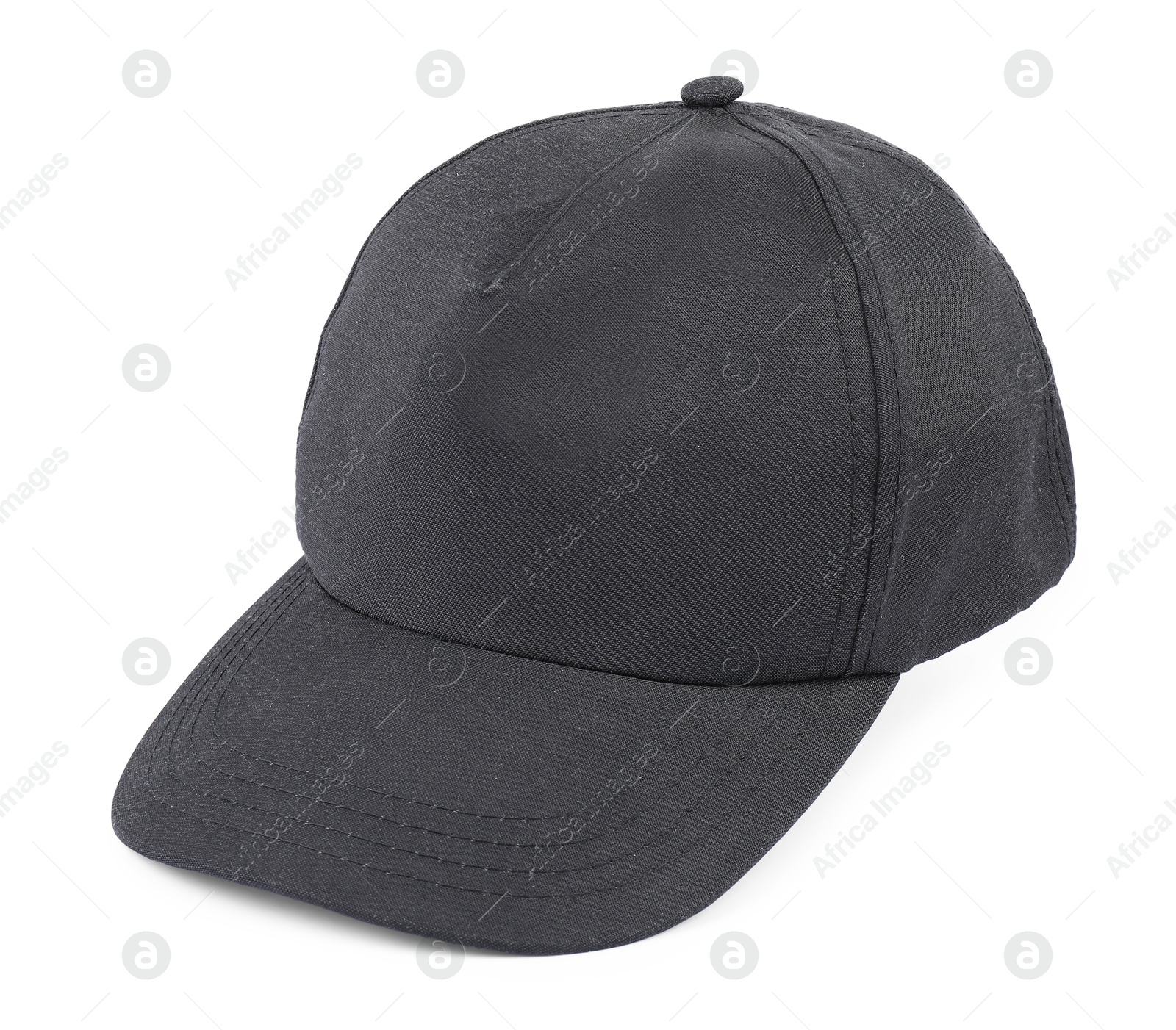 Photo of Stylish black baseball cap isolated on white. Mockup for design