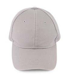 Photo of One stylish baseball cap isolated on white. Mockup for design