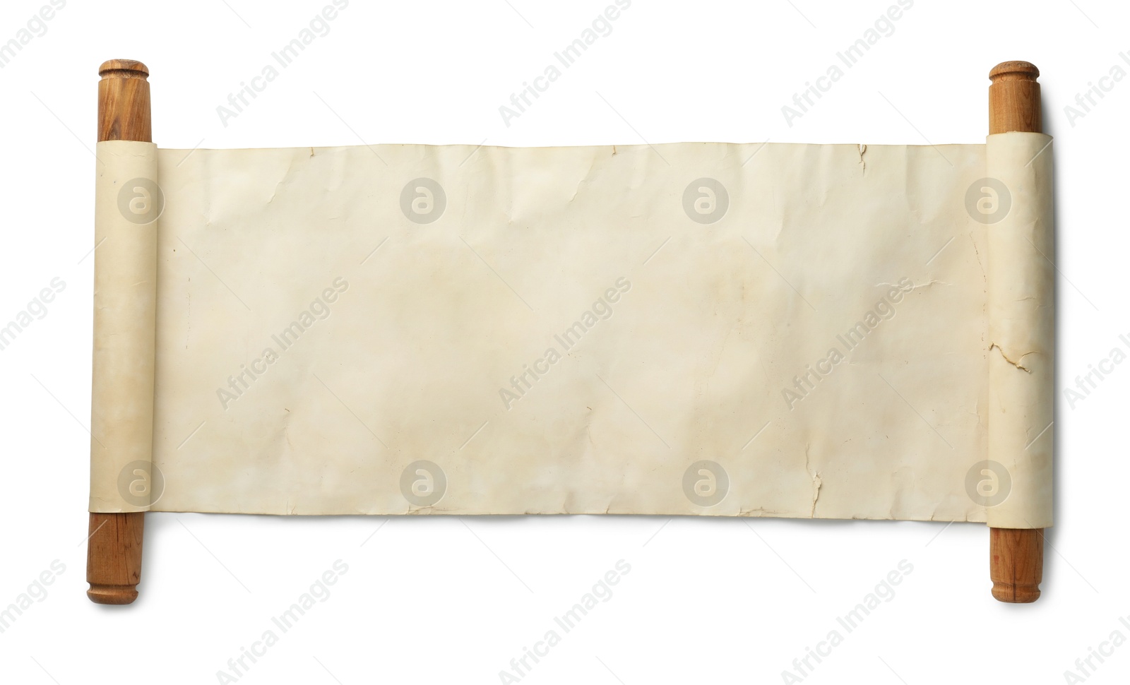 Image of Scroll of old parchment paper isolated on white