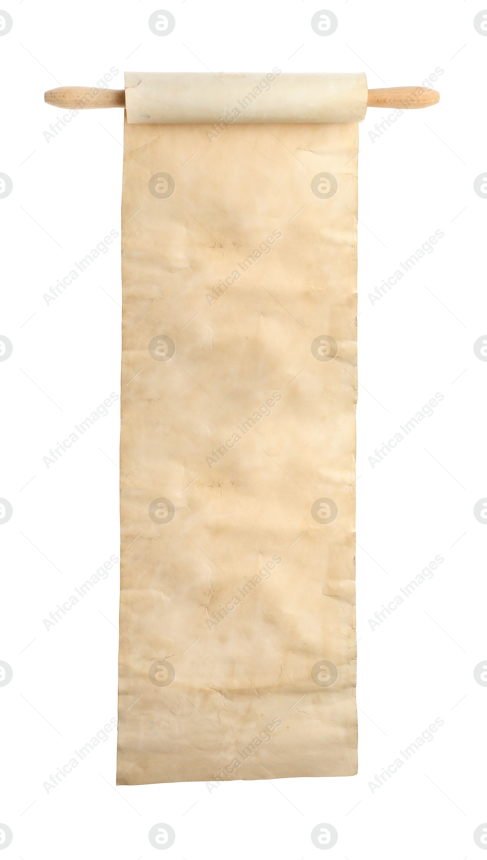 Image of Scroll of old parchment paper isolated on white