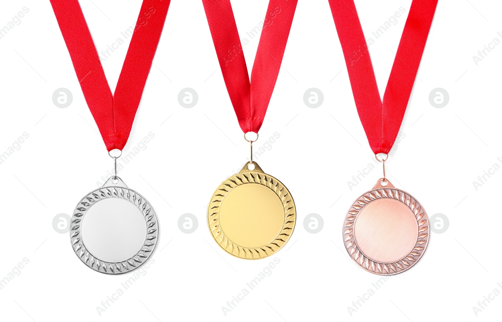 Image of Gold, silver and bronze medals isolated on white