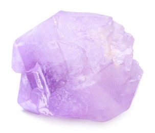 Photo of Beautiful amethyst crystal isolated on white. Natural gemstone