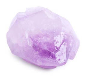 Photo of Beautiful amethyst crystal isolated on white. Natural gemstone