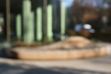 Photo of Blurred view of modern building with many windows outdoors